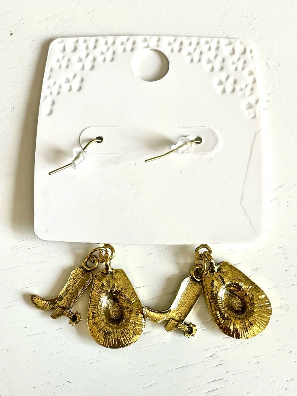 Mint Western Cowgirl Rodeo Dangle Earrings Gold Hat Boot Southwestern Country